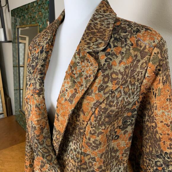 Vintage Coldwater Creek Size 18W Leopard Blazer Jacket Tapestry Fall Colors - Picture 5 of 11